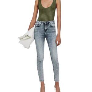 Zara blue acid wash high waisted supper skinny denim jeans size 10